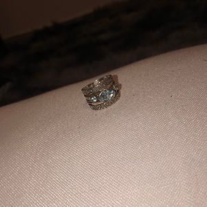 Real Silver Ring with Three Blue Stones